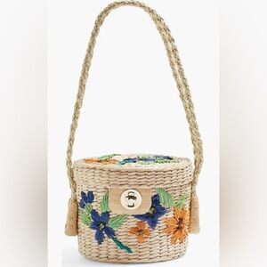 TopShop Fable floral straw bucket bag